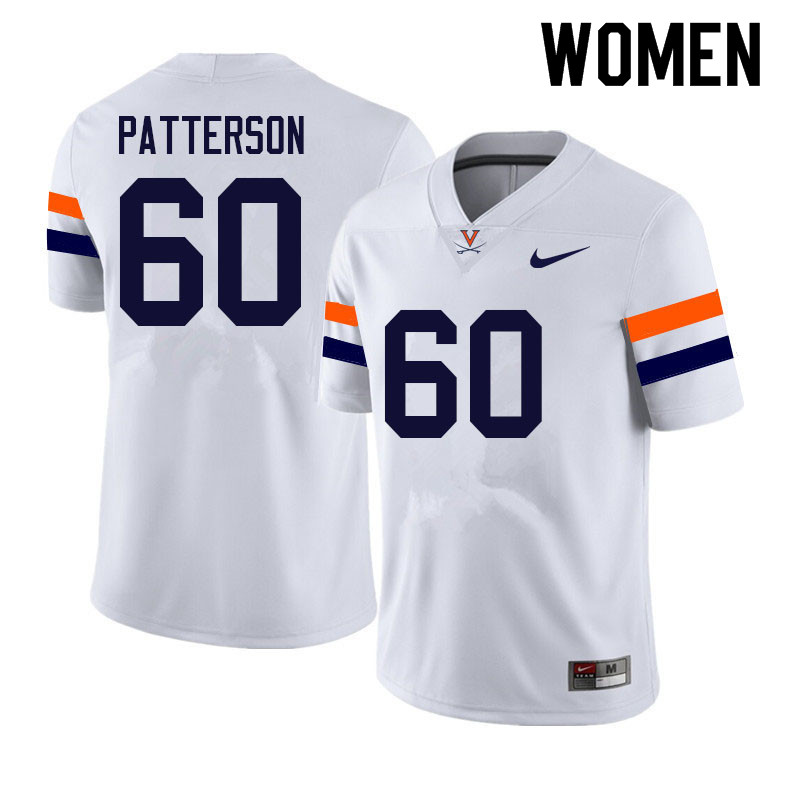 Women #60 Charlie Patterson Virginia Cavaliers College Football Jerseys Sale-White - Click Image to Close